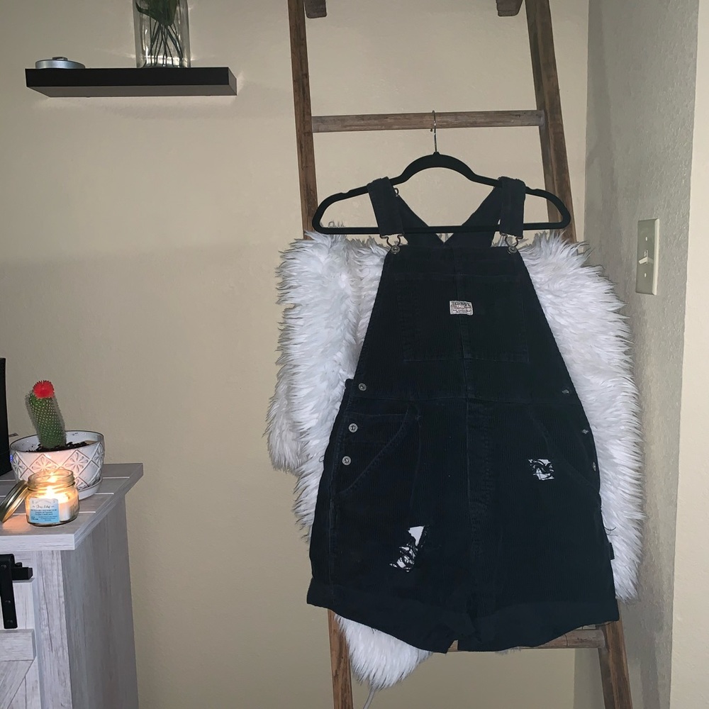 Black distressed Old Navy overalls
